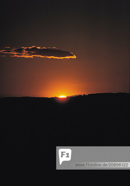 Australia. New South Wales. Sunset over the Blue Mountains ridge.