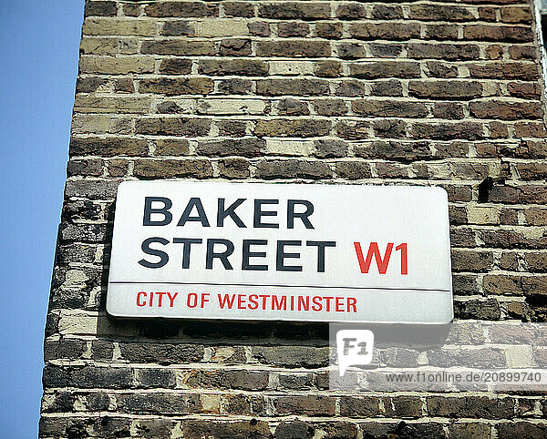 England. London. Baker Street sign. Home of Sherlock Holmes book character.
