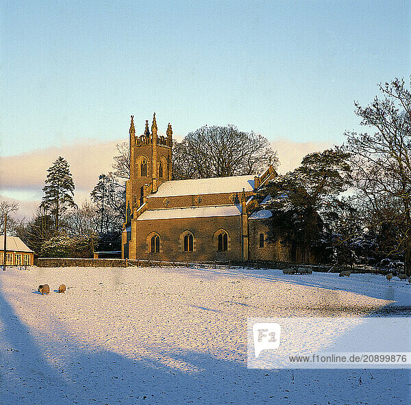 United Kingdom. Scotland. Perthshire. Blair Drummond. Kincardine in Menteith Church in winter.