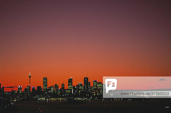 Australia. New South Wales. Sydney. City skyline at sunset.