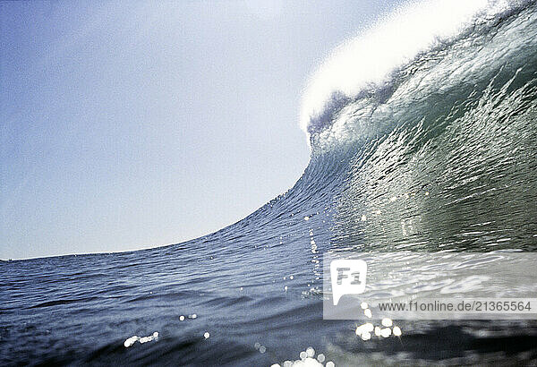 Seascape. Close up of wave breaking.