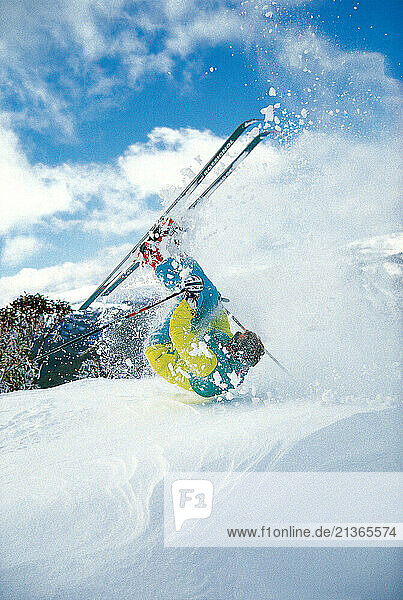 Australia. Young man skiing somersault.