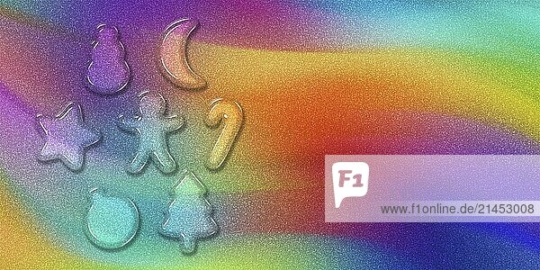 Weihnachten Plätzchen Urlaub Grußkarte  Weihnachten Grußkarte  Neujahr bunte Glitter Hintergrund  3d Cookies Weihnachten Poster