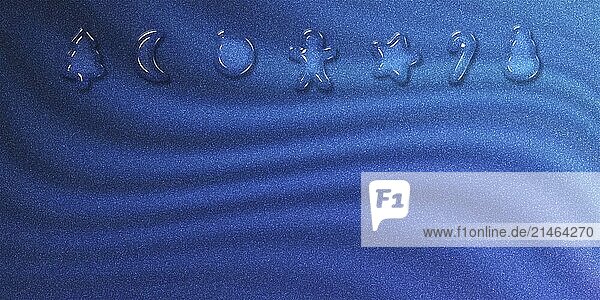 Weihnachten Plätzchen Urlaub Grußkarte  Weihnachten Grußkarte  Neujahr blau glitter Hintergrund  3d Cookies Weihnachten Poster