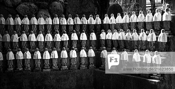 Hundreds of Jizo  Buddha statues  Zen Buddhism  Yoshino  Nara  Honshu  Japan  Asia