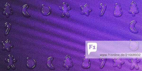 Weihnachten Plätzchen Urlaub Rahmen  Weihnachten Grußkarte  Neujahr violett Glitter Hintergrund  3d Cookies Weihnachten Poster