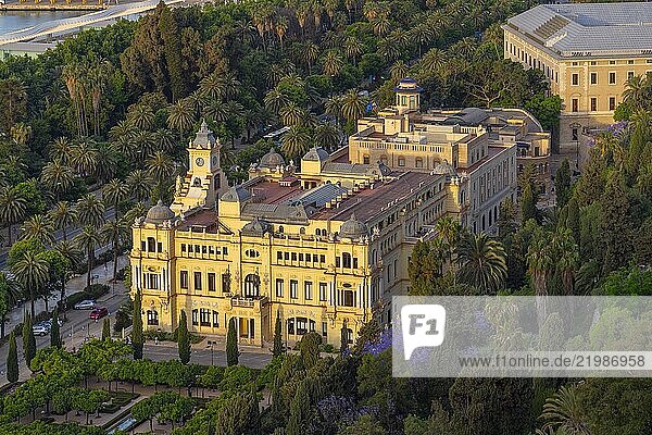 Aerial view  City Hall  Malaga  Andalusia  Spain
