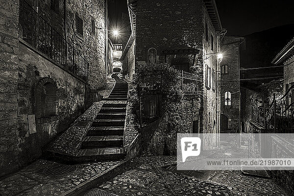 Lanes and stairs in the medieval village of Scheggino  Perugia Province  Umbria  Italy