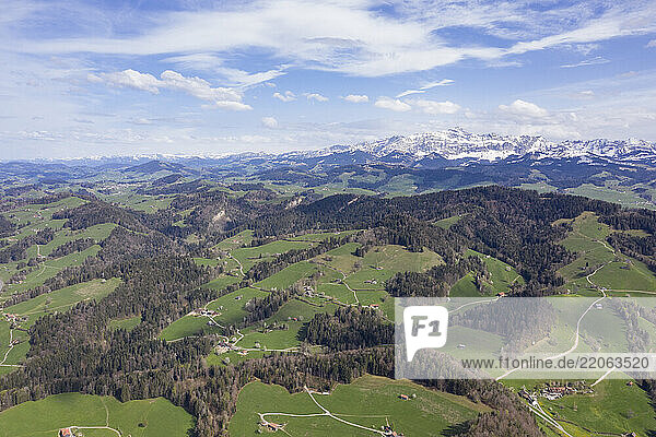 Aerial view of Necker  Canton of St. Gallen  Switzerland