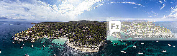 Spain  Mallorca  Palma de Mallorca  Aerial view of Calvia region  El Toro  Portals Vells