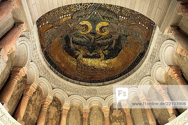 45 Germigny des Pres  9th century Caroligian oratory  mosaic depicting the Ark of the Covenant