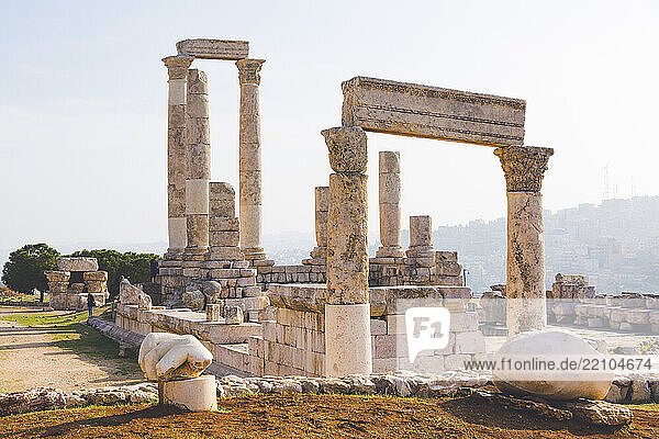 Jordan  Middle East  Amman. Citadel and the Roman temple of Hercules