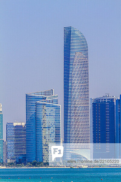 United Arab Emirates  Abu Dhabi. The skyscrapers that make up the corniche skyline. Al Markaziyah. The Landmark 72-storey skyscraper