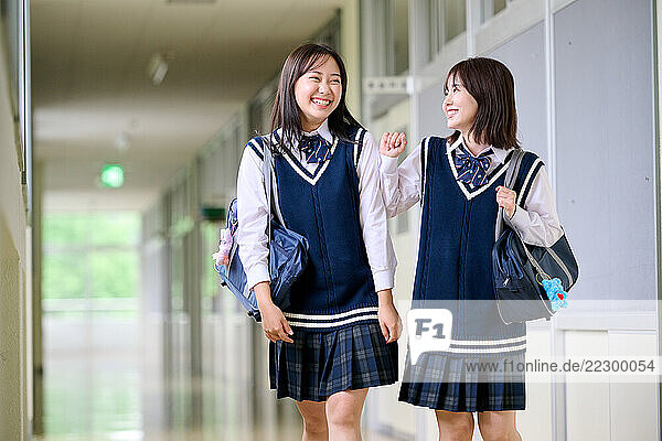 Japanese High School Students In Uniform