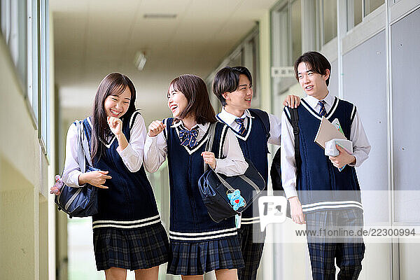 Japanese High School Students In Uniform