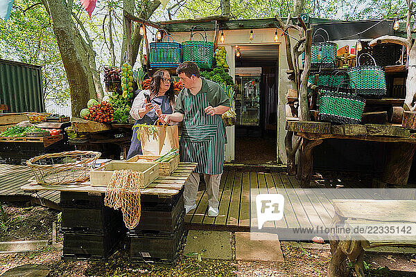 Disabled people at farmers market