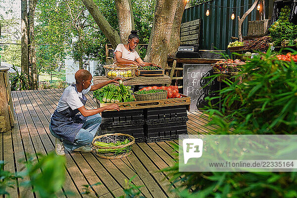 Disabled women working at community farmers market