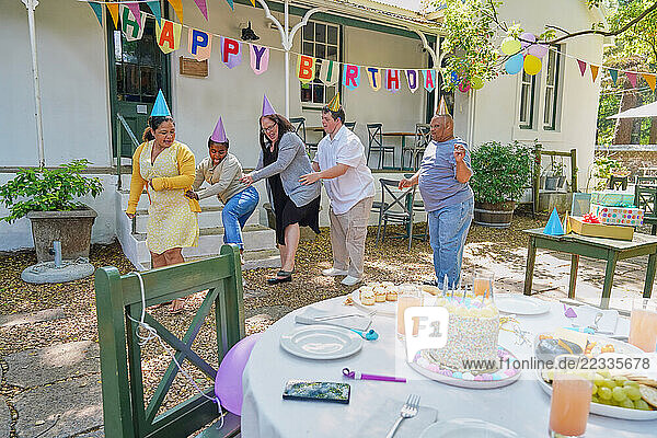 Disabled friends celebrating birthday