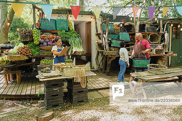 Disabled people at farmers market