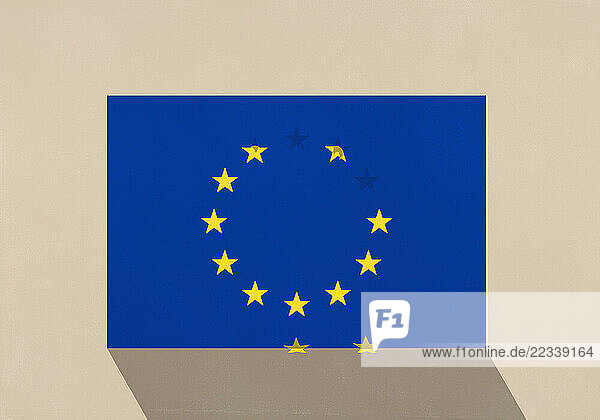 Yellow stars falling from European Union flag