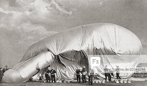 EDITORIAL A grounded barrage balloon  Hornchurch  England  1939  during WWII. From Wings of War  published 1942.