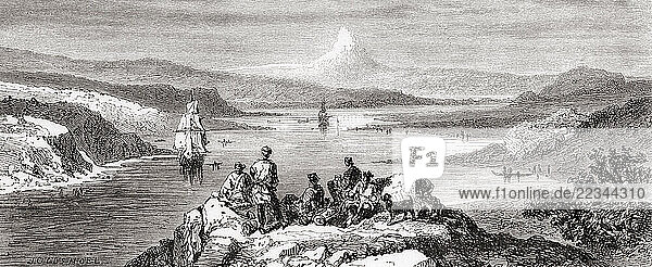 Entrance to the Gulf of Jedo  aka Edo or Yedo  Tokio  Japan  19th century. From Le Tour du Monde  published Paris  1860.