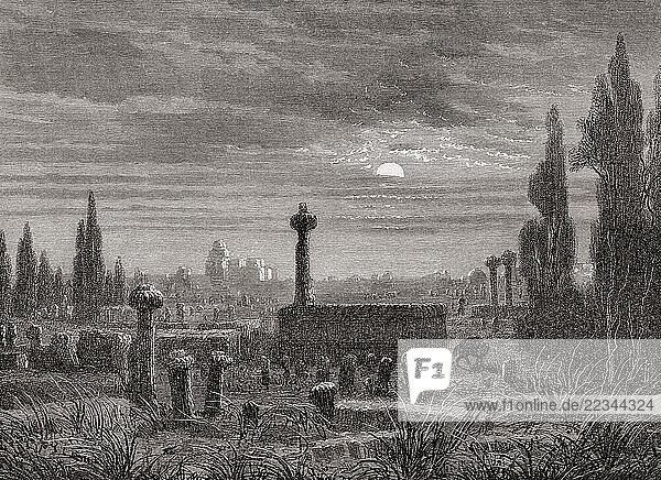 Cemetery in Mogador  modern-day Essaouira  Morocco  19th century. From Le Tour du Monde  published Paris  1860.