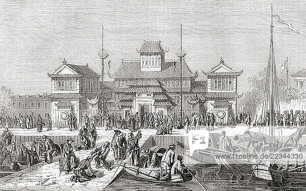 View of the custom house  Shanghai  China  1857. From Le Tour du Monde  published Paris  1860.
