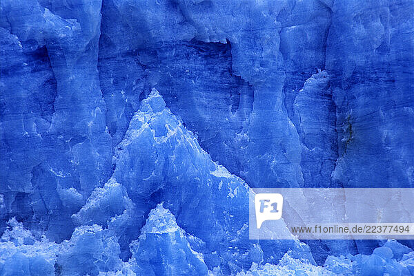 Parque Nacional de Los Glaciares  PATAGONIA  CL - February 2005: The deep blue color of ancient ice of the Perito Moreno Glacier in Parque Nacional de Los Glaciares in Patagonia  Argentina sees the light for the first time in thousands of years  as it becomes the terminis to the glacier that will eventually calve and melt into Lago Argentino. (Photo By Dan Rafla/Aurora)