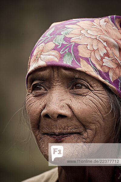 An old woman with a weathered face. East Java  Indonesia