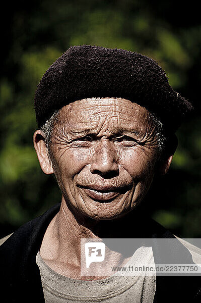 An old man with a weathered face. Sapa  Vietnam  Asia
