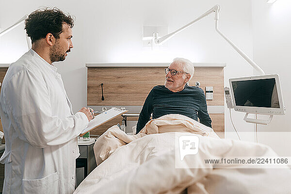 Doctor consulting with patient in a clinic setting
