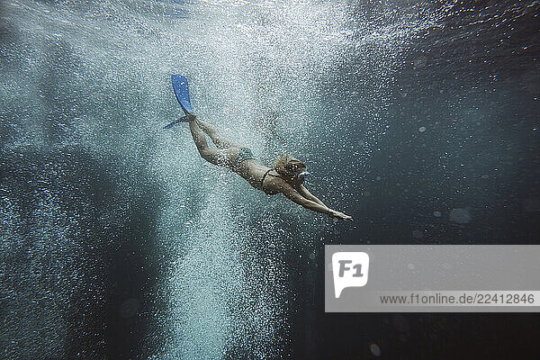 Woman underwater  Gili Meno  Gili islands  Bali  Indonesia