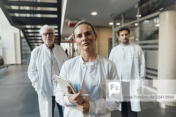 Medical team in a clinic discussing healthcare solutions
