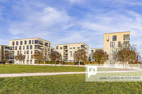 Modern apartment buildings in Ostfildern  Germany on a sunny day