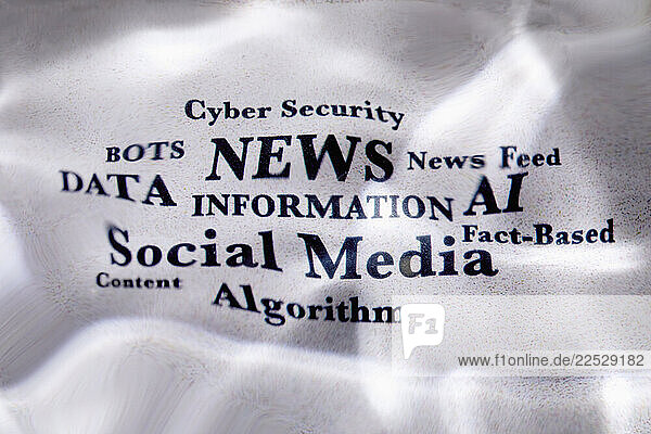 Internet buzzwords on distorted background