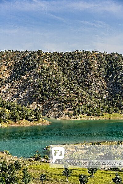 Ceyhan River flowing through forested hills in Kahramanmaras Turkey