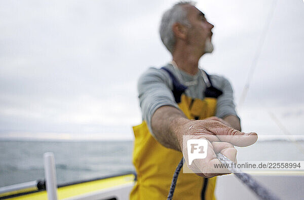 A skipper prepares ship to take part in a transatlantic race