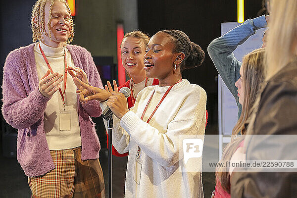 Persons with disabilities on stage