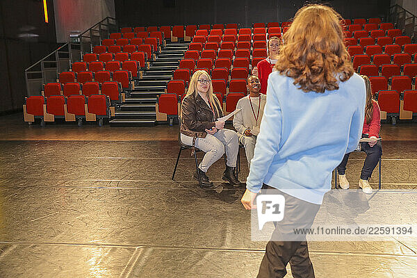 Actors with disabilities rehearsing on stage