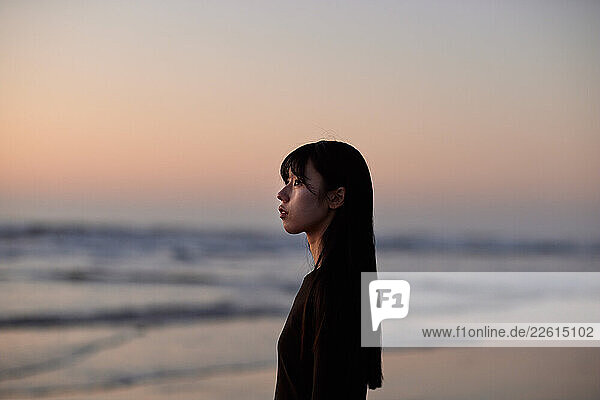 Young Japanese woman at the beach