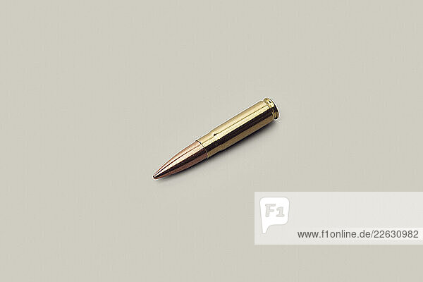 Studio shot .300 bullet cartridge on white background