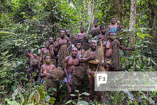 Pygmy tribe in the jungle  Dzanga Sangha National Park  UNESCO  Central African Republic