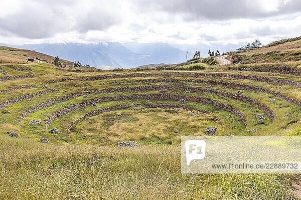 Terraced Inca ruins in Sacred Valley of the Incas