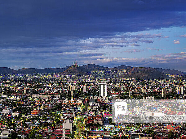 City Centre Skyline at dusk  elevated view  Mexico City  Mexico