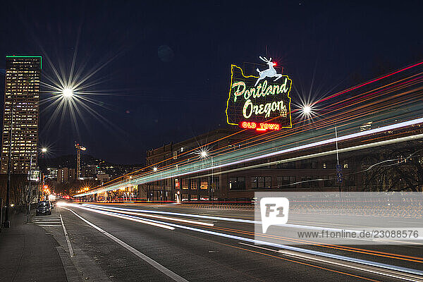 Cars On A Busy Street In Downtown Portland Oregon Usa