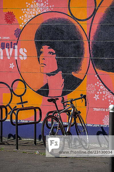 France  Paris  13ème arrondissement  Rue Du Chevaleret  Peinture murale d Angela Davis
